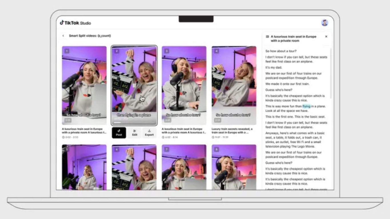 TikTok Smart Split AI alat koji automatski pretvara duge videe u kratke formate