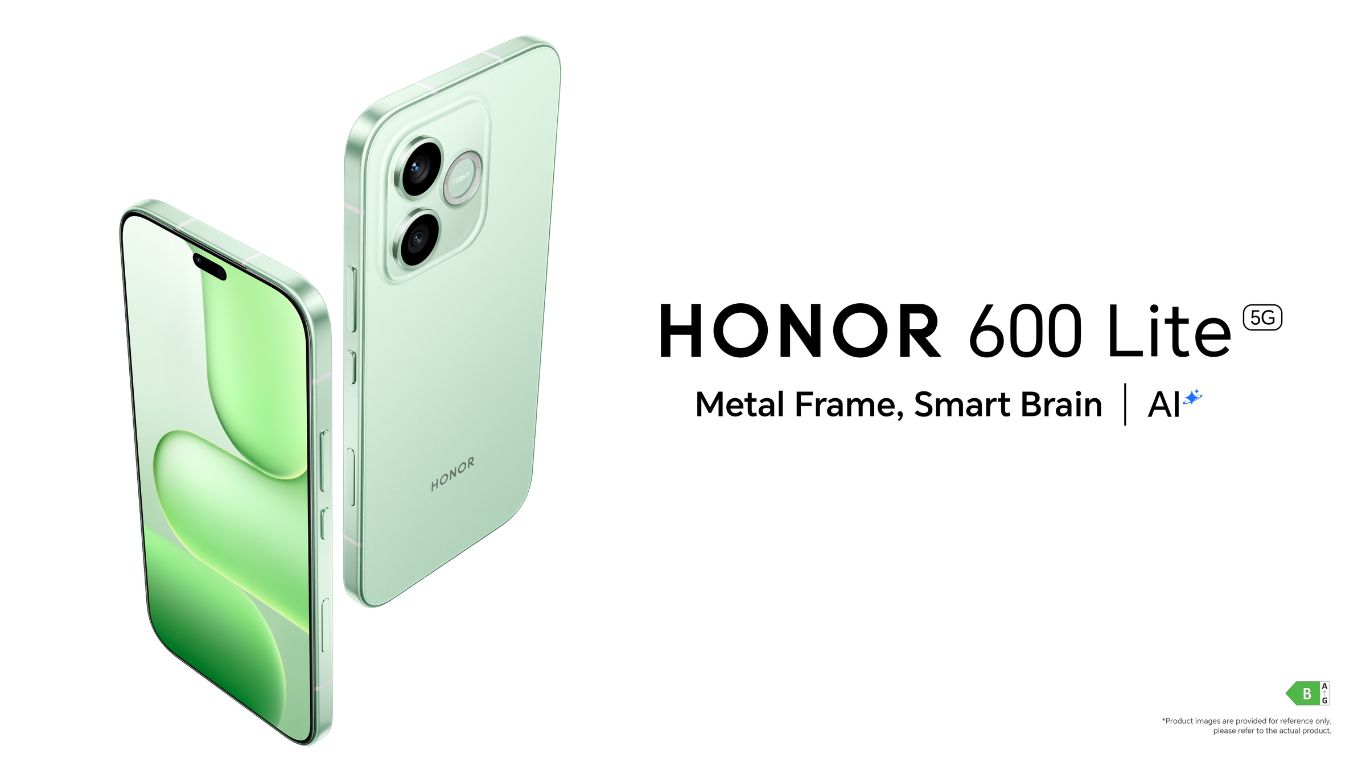 Novi HONOR 600 Lite pametni telefon u zelenoj boji sa fokusom na metalni okvir i sistem kamera.