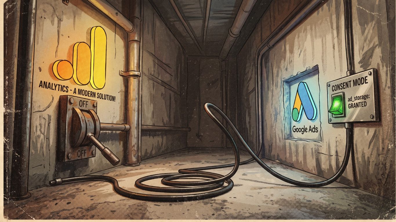 Grafički prikaz Google Analytics 4 kontrolne table sa isključenim prekidačem za privatnost.