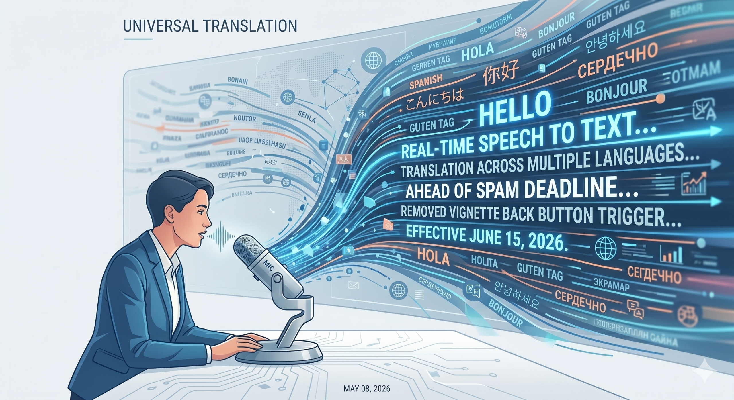 Grafički prikaz OpenAI audio modela koji simultano prevode razgovor između više osoba.