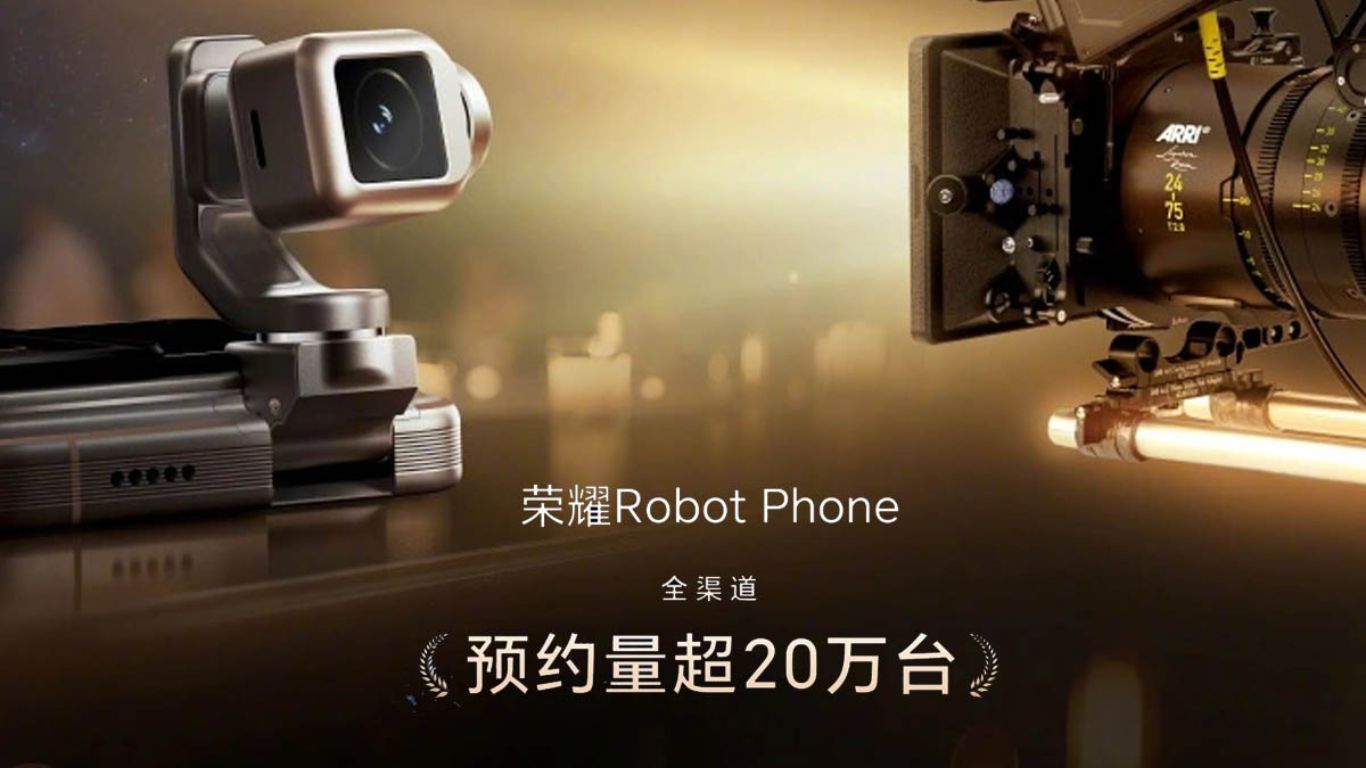 Promotivni prikaz pametnog telefona Honor ROBOT PHONE sa robotičkom kamerom u pretprodajnoj kampanji.
