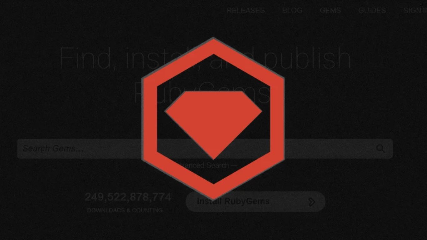 RubyGems logo na crnoj pozadini koja ilustruje napad OpenAI agenata